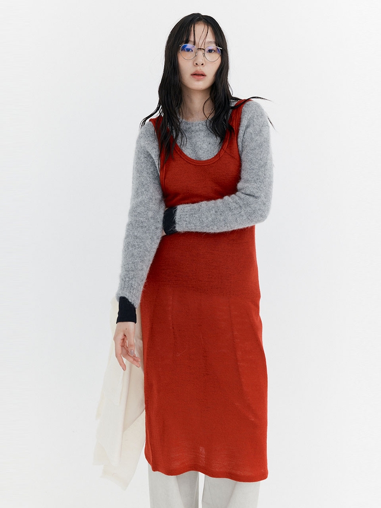 Wool Sleeveless Dress_Red