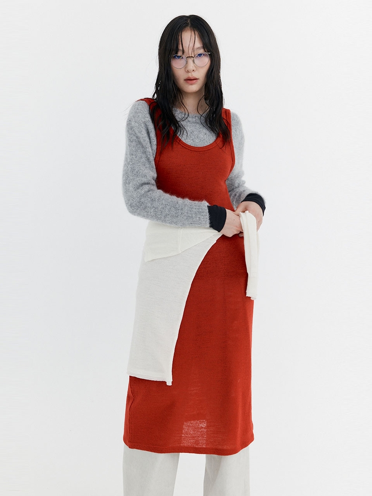 Wool Sleeveless Dress_Red