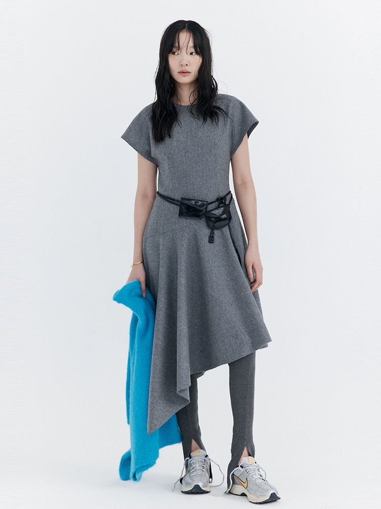 Raw-cut Wool Dress_Grey