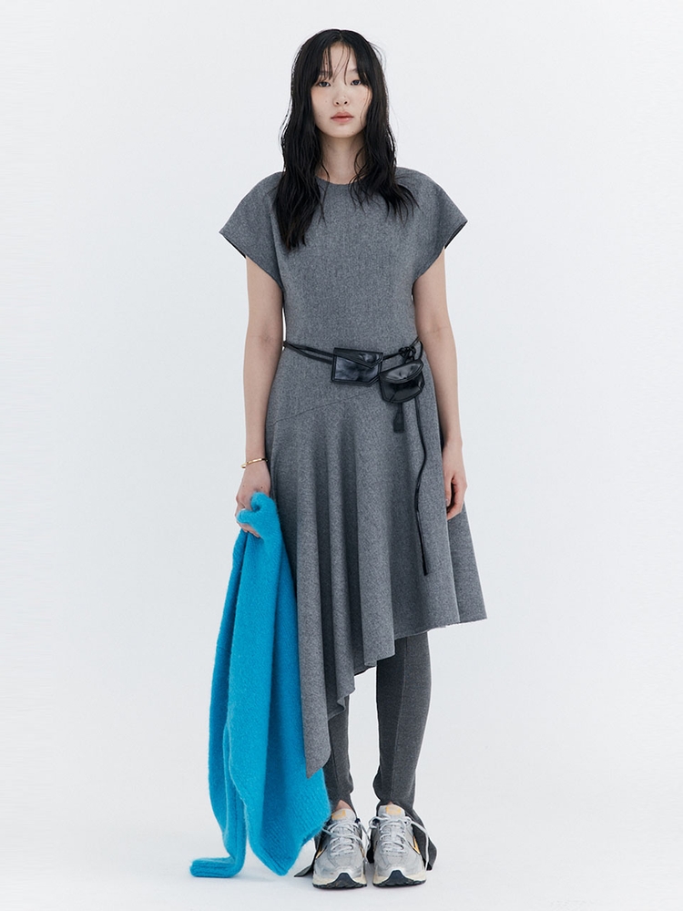 Raw-cut Wool Dress_Grey