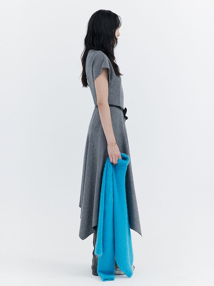 Raw-cut Wool Dress_Grey