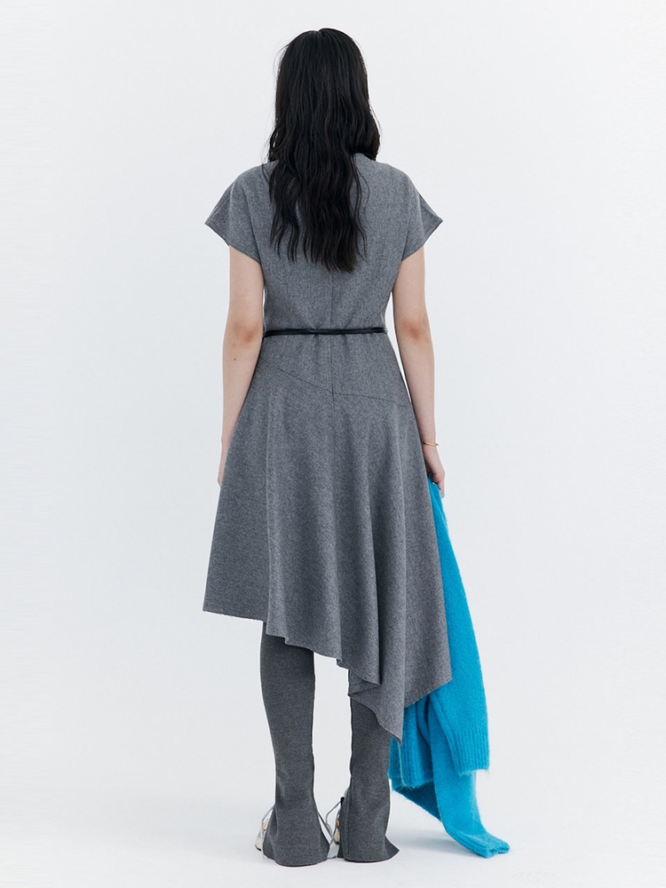 Raw-cut Wool Dress_Grey