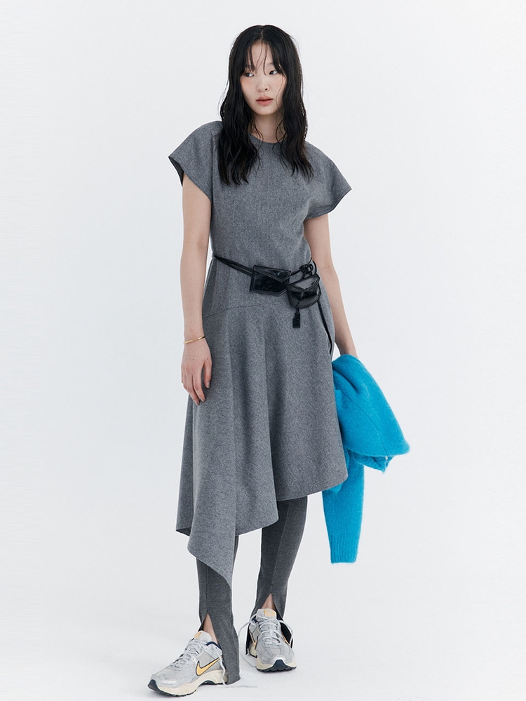 Raw-cut Wool Dress_Grey