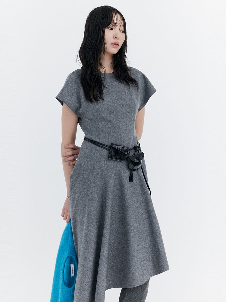 Raw-cut Wool Dress_Grey