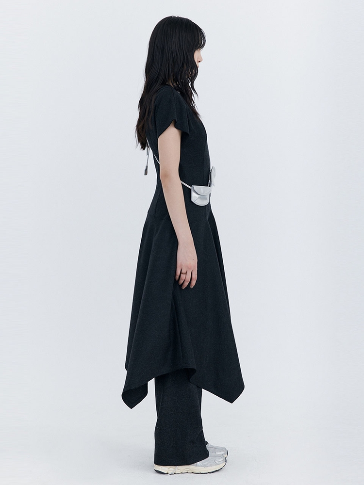 Raw-cut Wool Dress_Charcoal