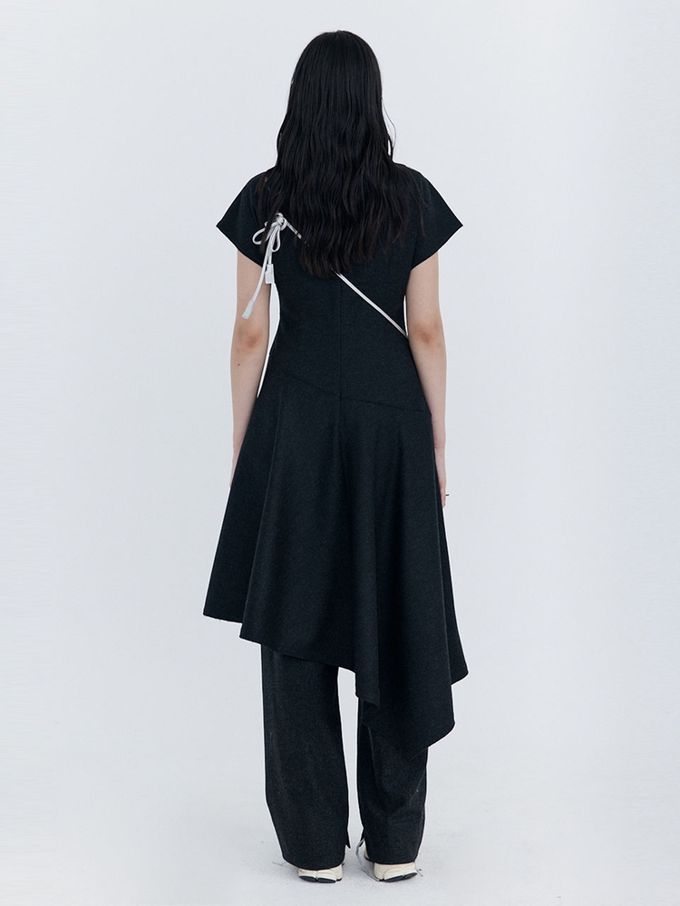 Raw-cut Wool Dress_Charcoal