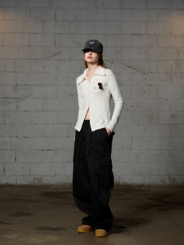 ARO WIDE CAGO PANTS - BLACK