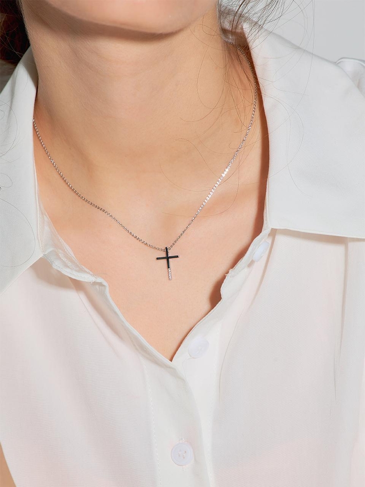 LB_Cross simple necklace_SILVER