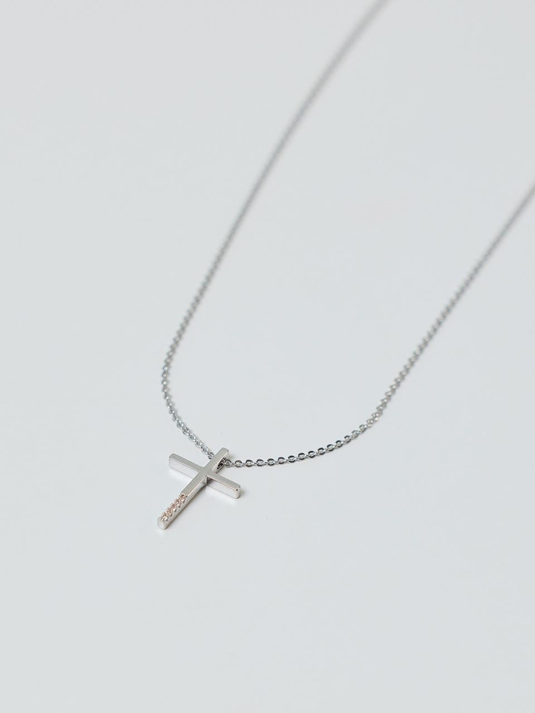 LB_Cross simple necklace_SILVER