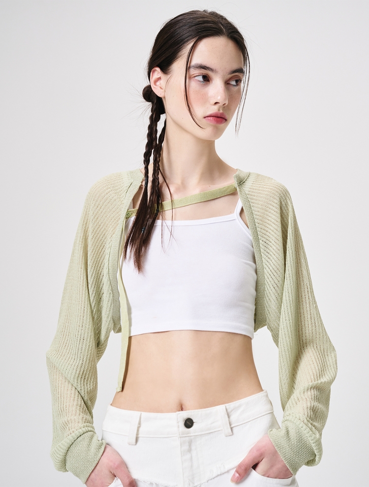 [리퍼브]Strap Bolero Cardigan, Light Green