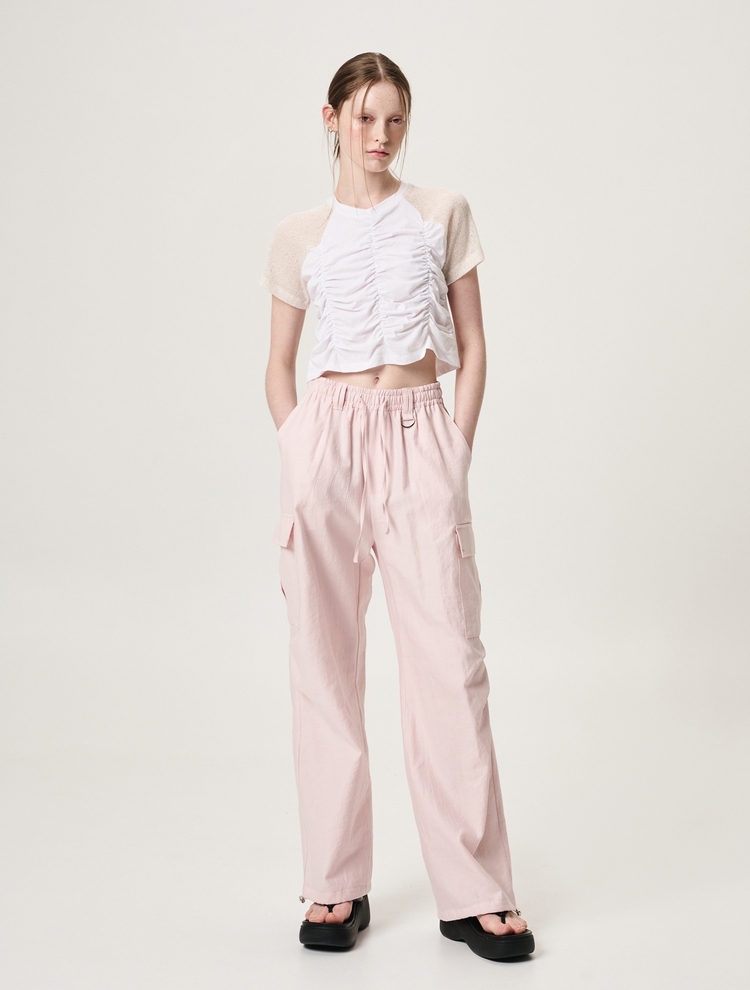 [리퍼브]Eyelet Pocket 2-Way Cargo Pants, Pink