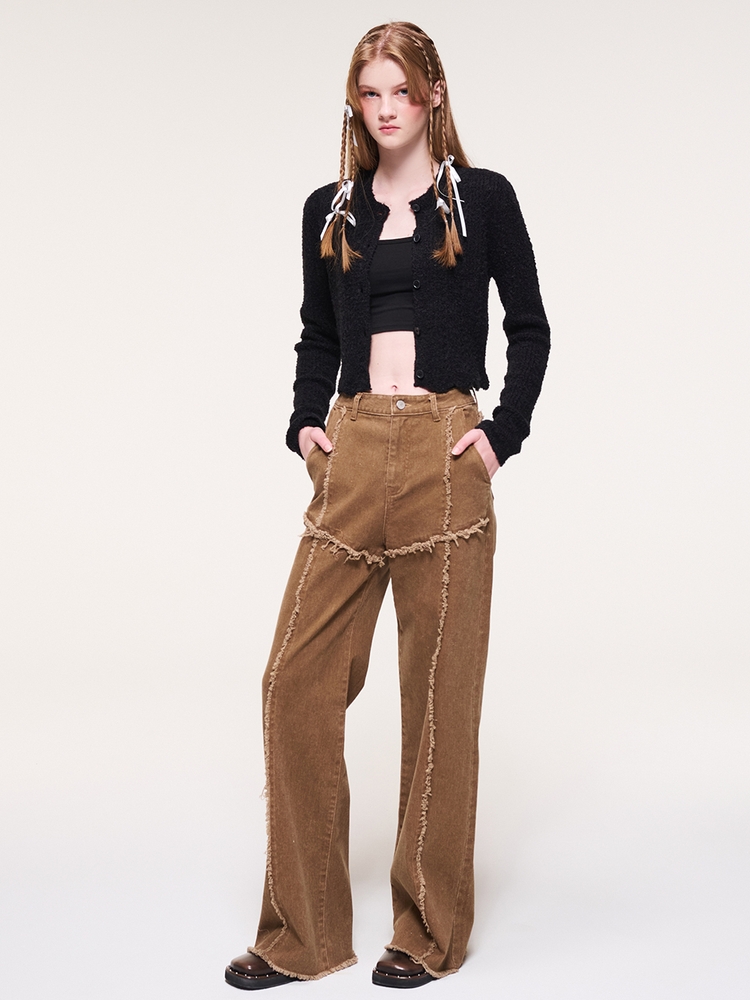 [리퍼브]Damage Denim Pants, Light Brown