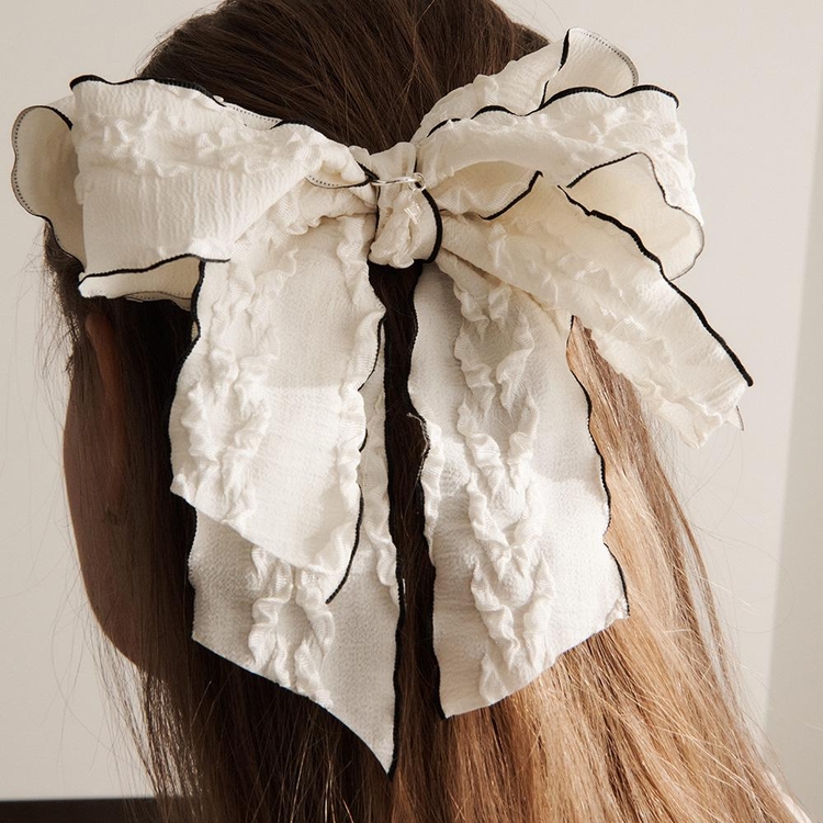 White Frill Ribbon Hair Pin