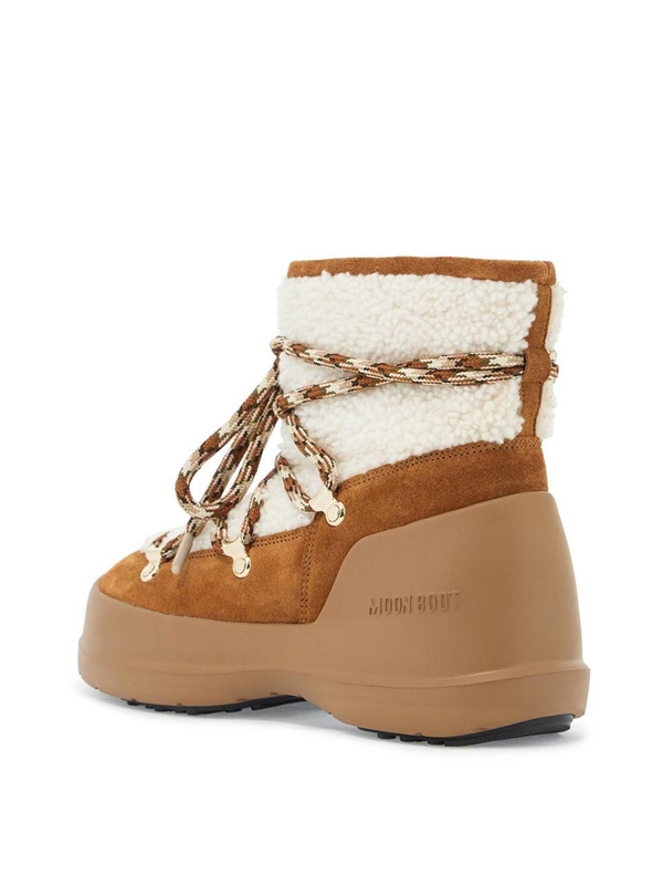 문 부츠 FW24 luna suede and shearling ankle boots. 80D2480020 WHISKY/OFF WHITE