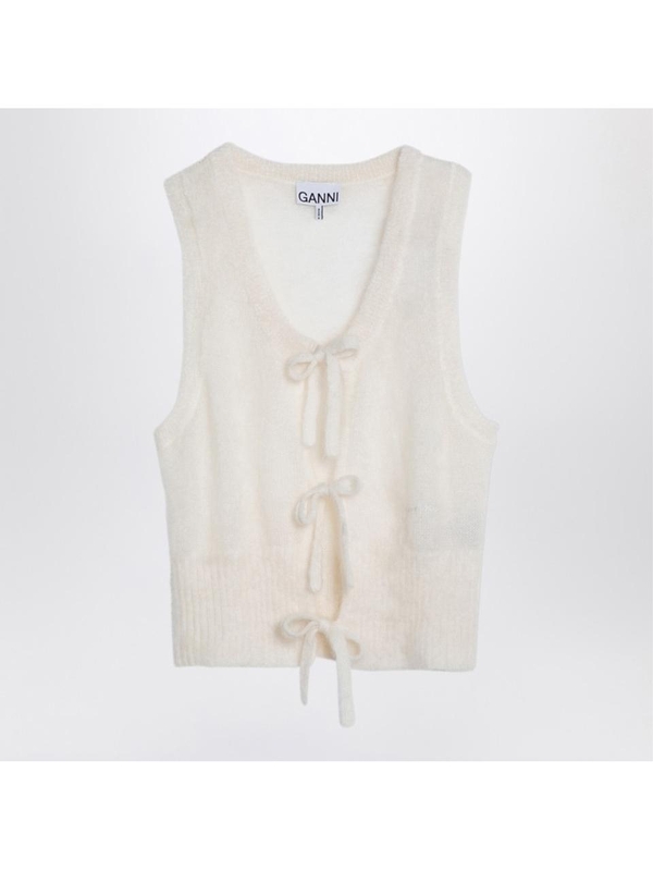 가니 FW24 GANNI White mohair lace-up vest K23342666 Beige