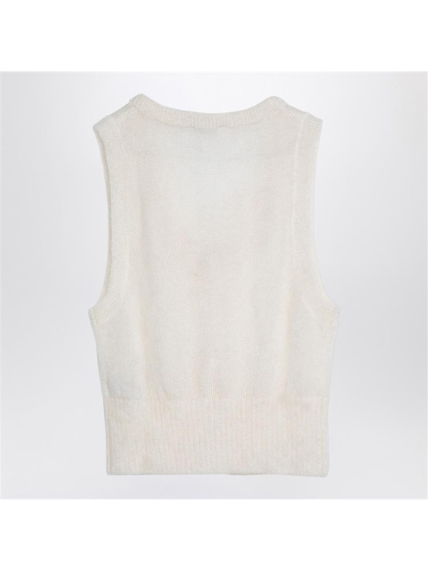 가니 FW24 GANNI White mohair lace-up vest K23342666 Beige