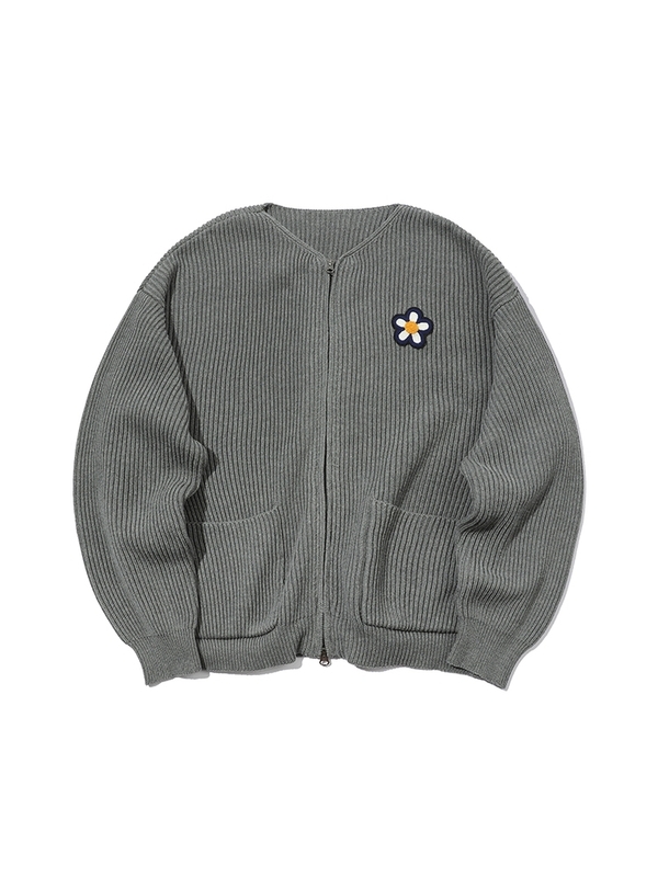 [리퍼브] MISTY FLOWER ZIP CARDIGAN (GREY)