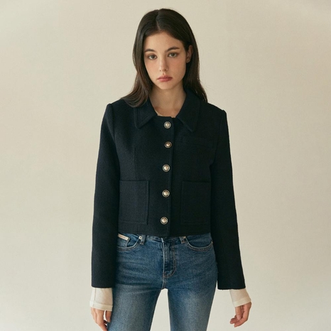 TWO-WAY TWEED JACKET_NAVY