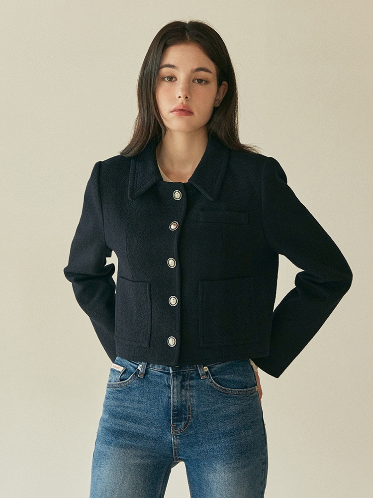 TWO-WAY TWEED JACKET_NAVY