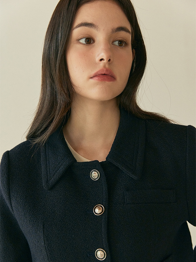 TWO-WAY TWEED JACKET_NAVY