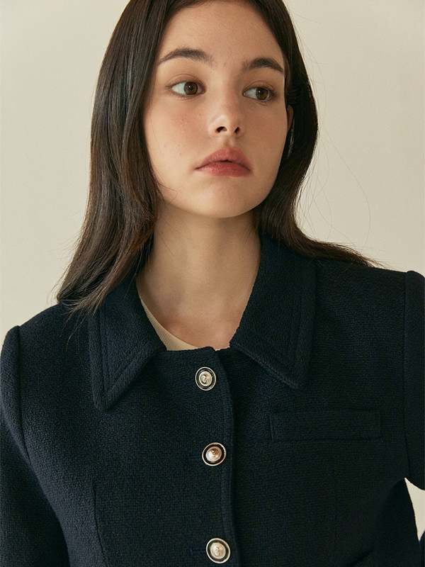 TWO-WAY TWEED JACKET_NAVY