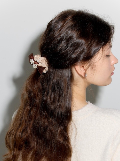 LB_Velvet ribbon hair scrunchie_2color