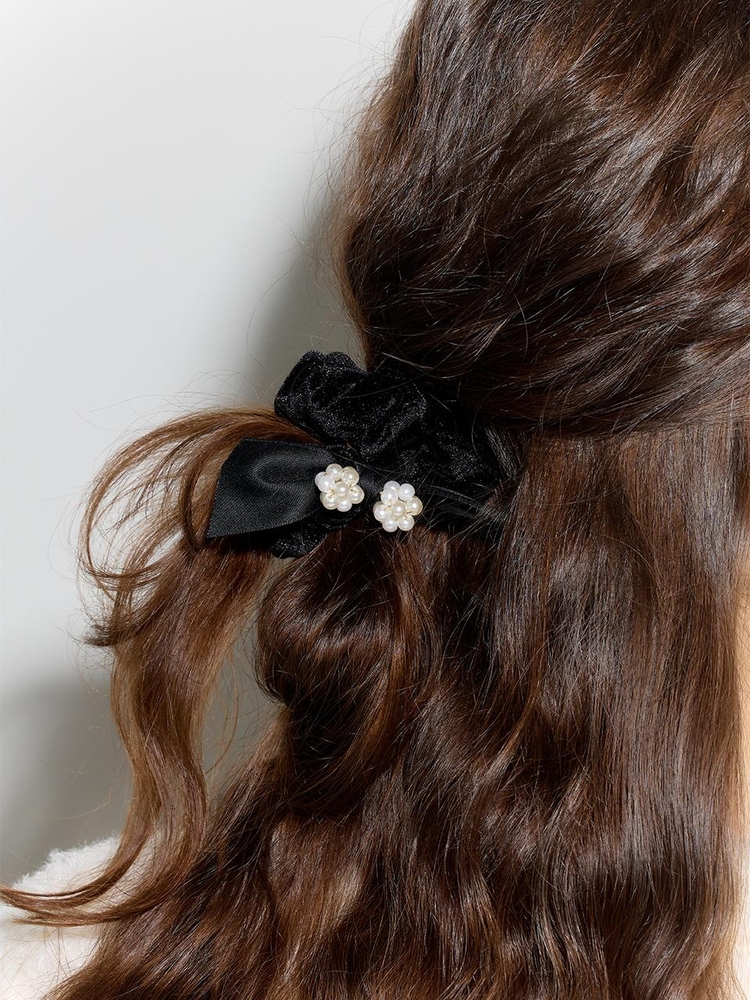 LB_Velvet ribbon hair scrunchie_2color