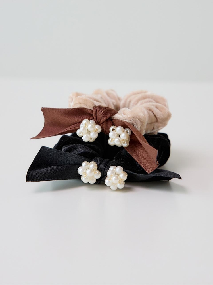 LB_Velvet ribbon hair scrunchie_2color