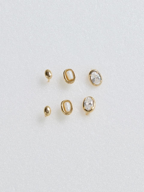 LB_Gold ellipse earring set