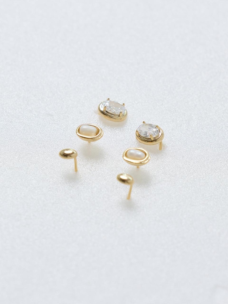 LB_Gold ellipse earring set