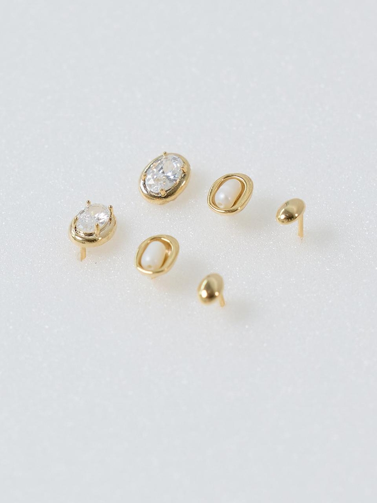 LB_Gold ellipse earring set