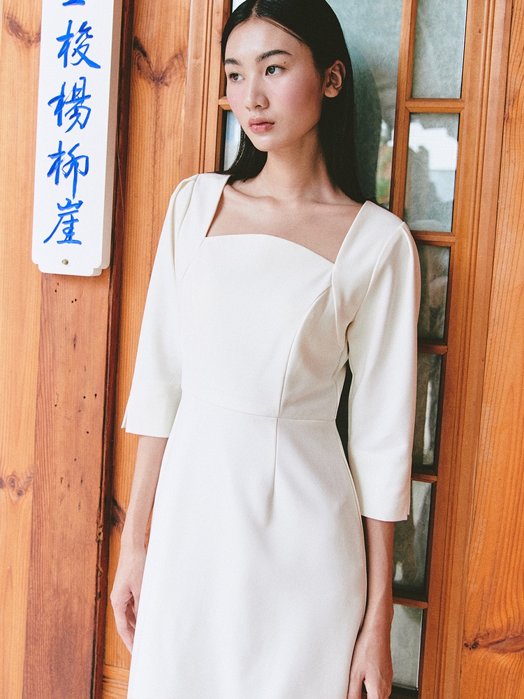 Bridal Bolero Sleek Line Dress_cream