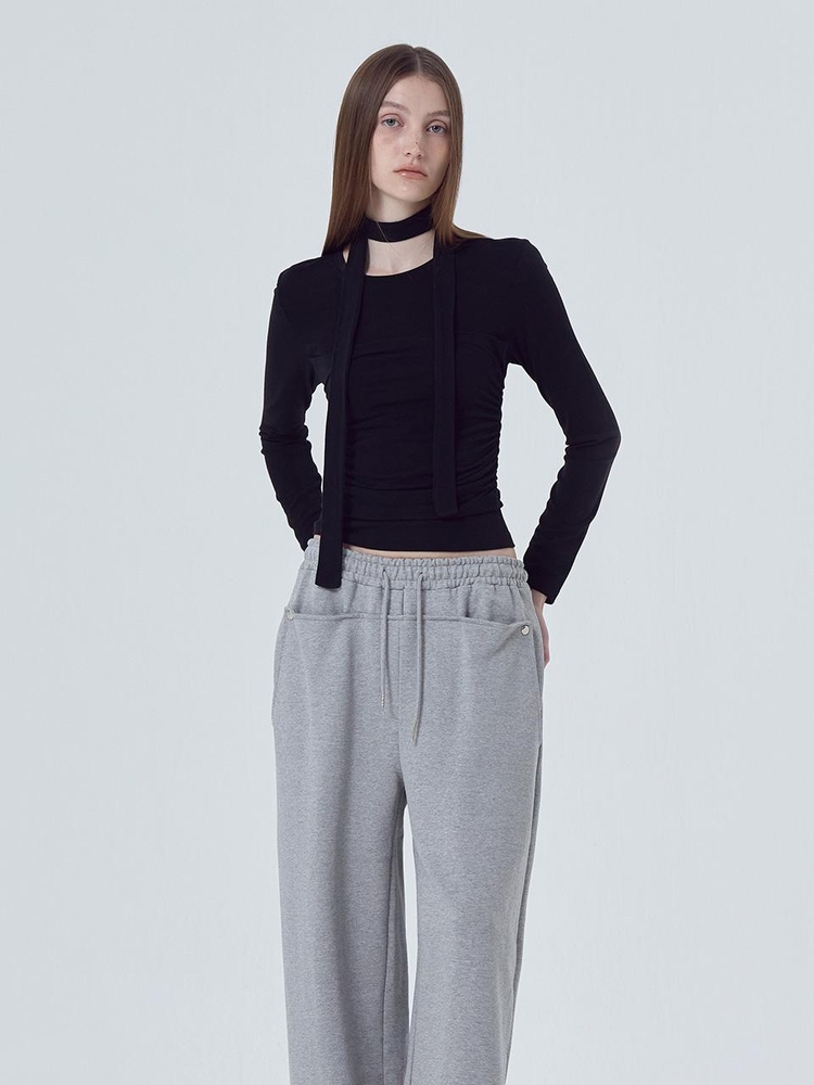 Snap Sweat Pants, Melange Grey