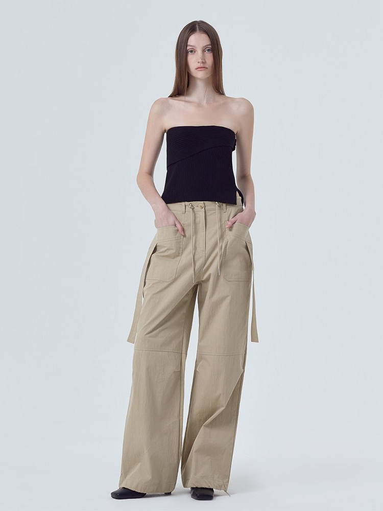 Pocket Strap Pants, Beige