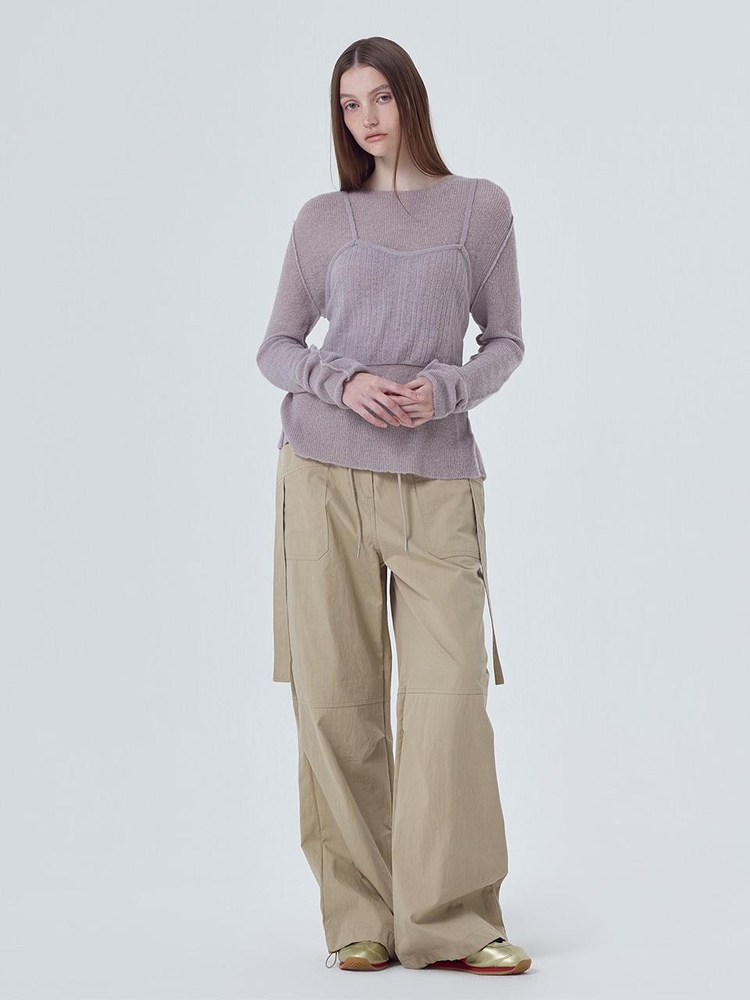 Pocket Strap Pants, Beige