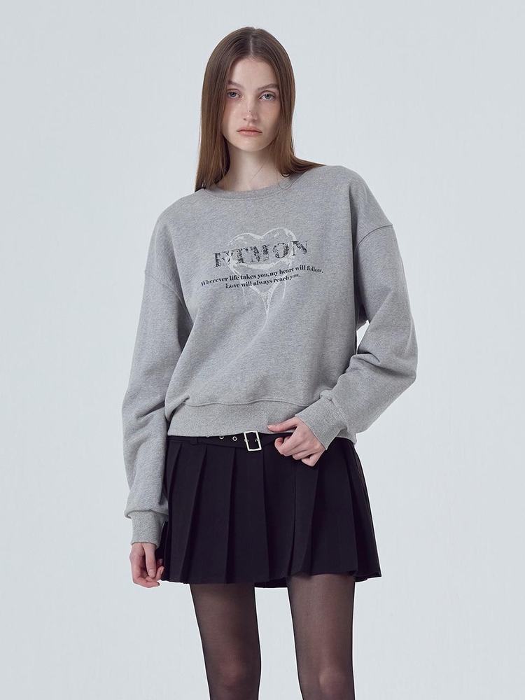 Love Artwork Sweatshirt, Melange Grey