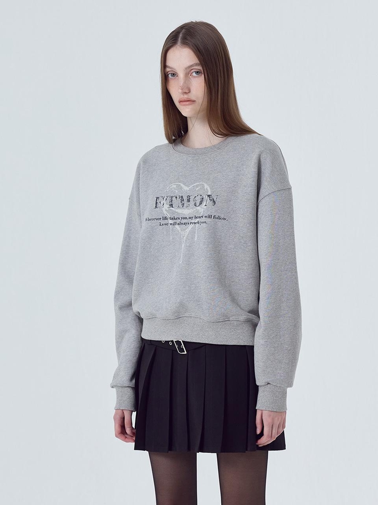 Love Artwork Sweatshirt, Melange Grey