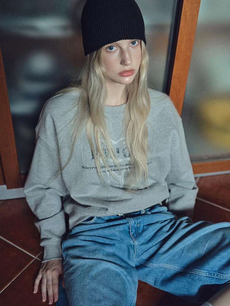 Love Artwork Sweatshirt, Melange Grey