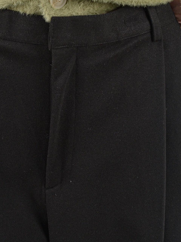 One-Tuck Banding Wool Slacks (Black)