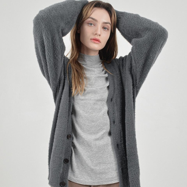 Boocle Angora Cardigan (Charcoal)