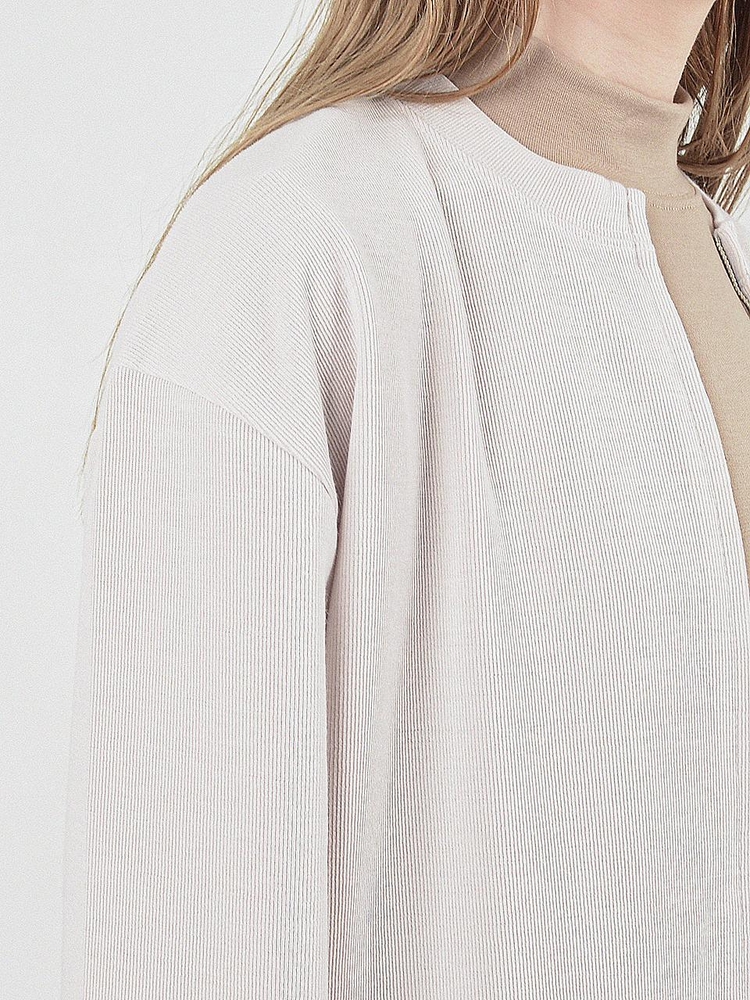 Essential Round Cardigan Zip-Up (Ivory)