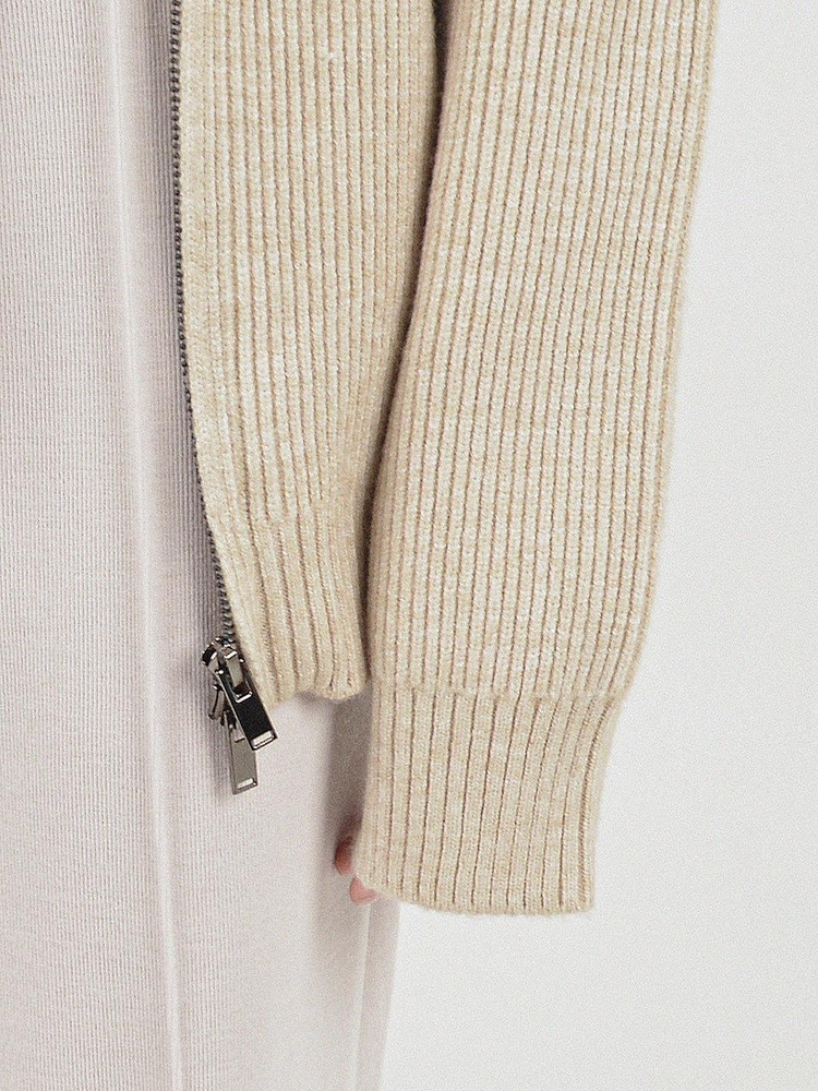 Modal Knit Zip-up Cardigan (Oatmeal)