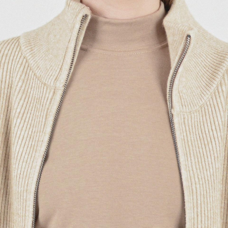 Modal Knit Zip-up Cardigan (Oatmeal)