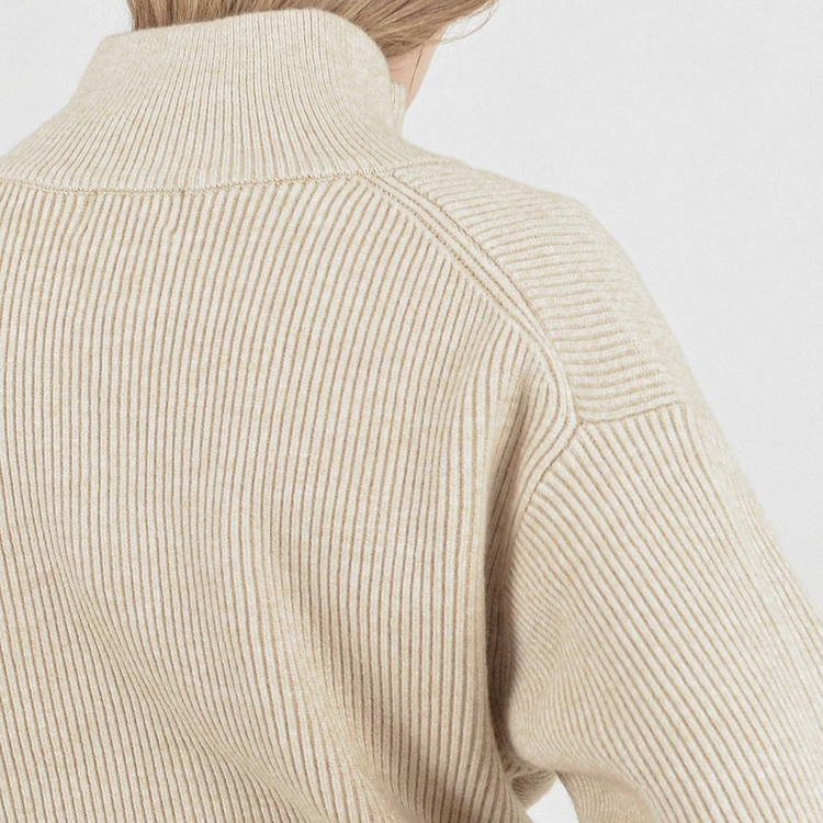 Modal Knit Zip-up Cardigan (Oatmeal)