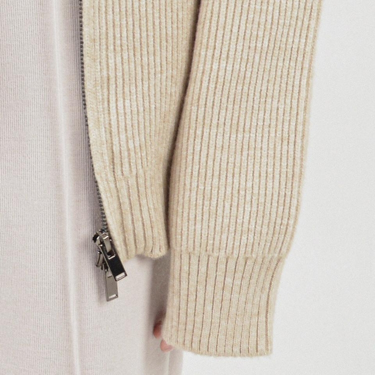 Modal Knit Zip-up Cardigan (Oatmeal)