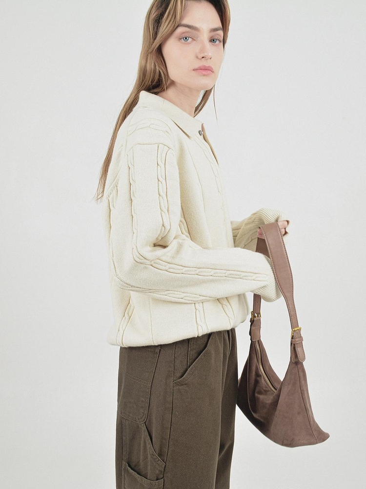 Modal Cable Collar Knit (Cream)