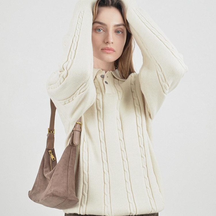 Modal Cable Collar Knit (Cream)