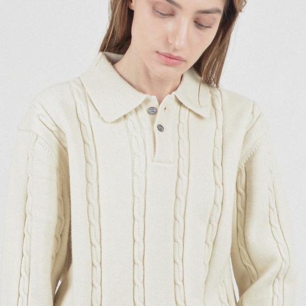 Modal Cable Collar Knit (Cream)