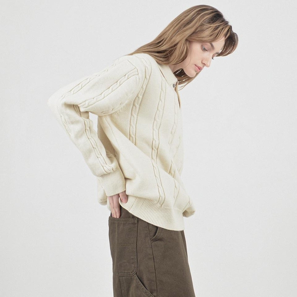 Modal Cable Collar Knit (Cream)