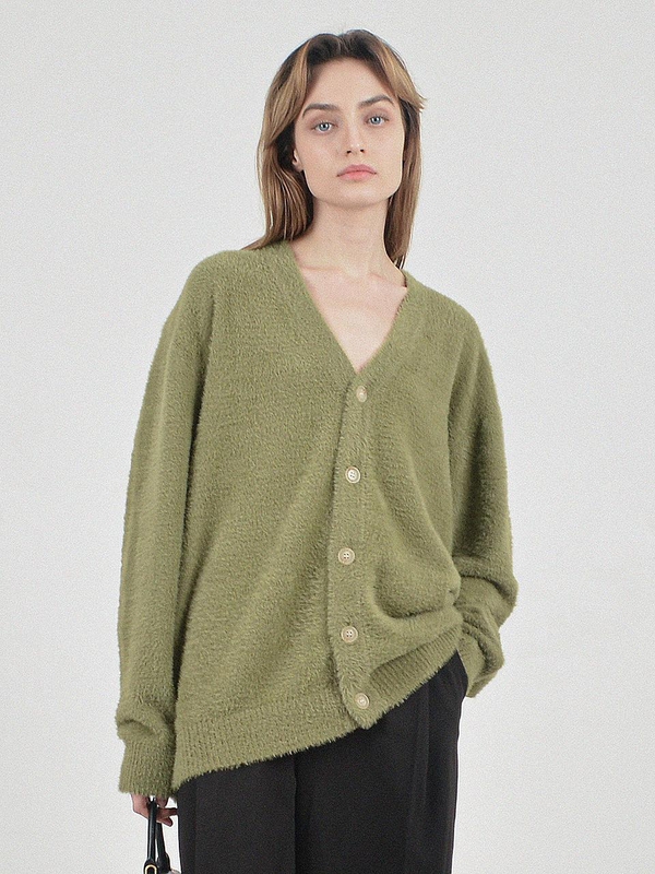 Boocle Angora Cardigan (Olive)